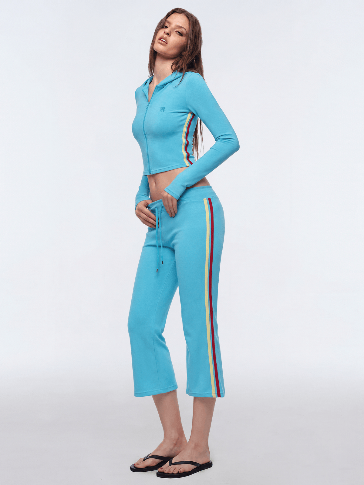 Stripe Flare Set - Flare Pants - Blue