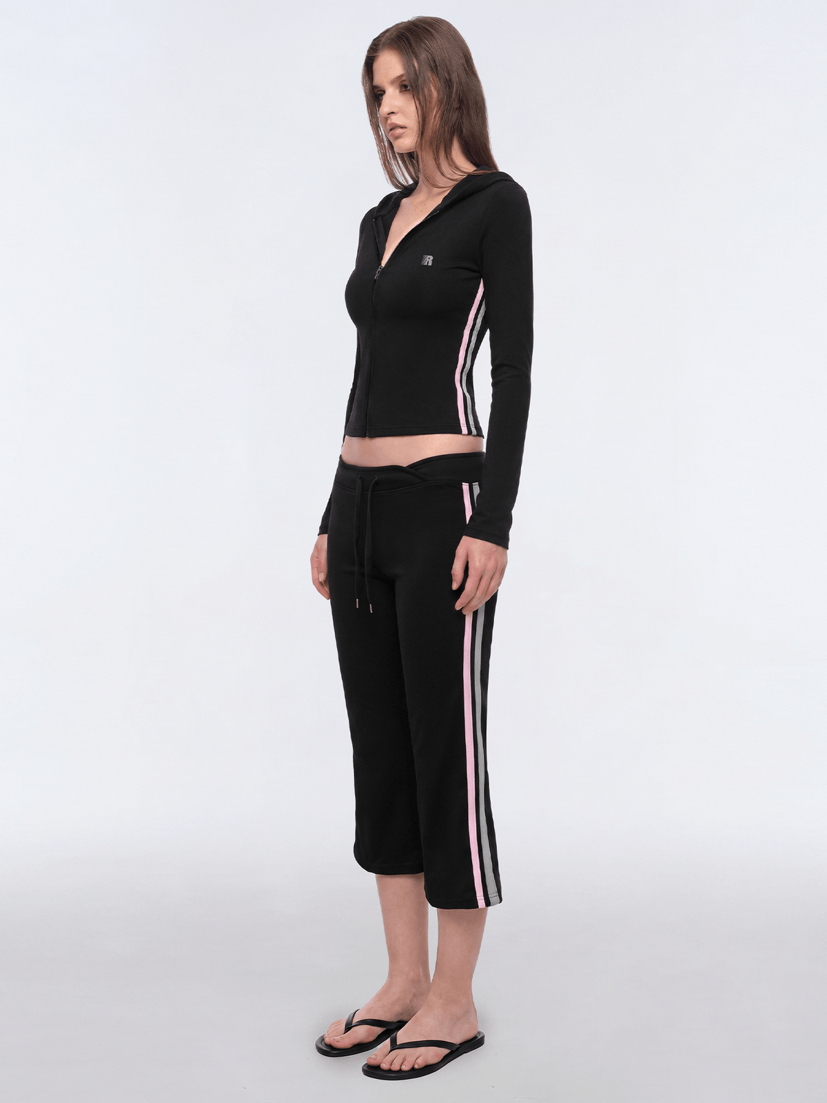 Stripe Flare Set - Flare Pants - Black