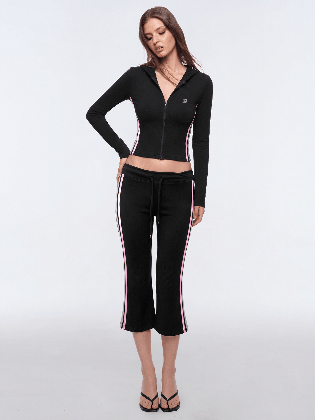 Stripe Flare Set - Flare Pants - Black