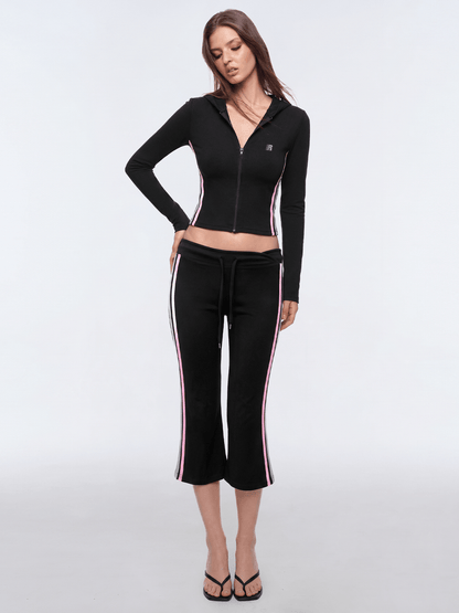 Stripe Flare Set - Flare Pants - Black
